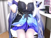 原神cosplay 刻晴霓裾翩跹足交夹子音对话足交