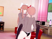 DDLC- Sayori hot strapon fuck with Monika